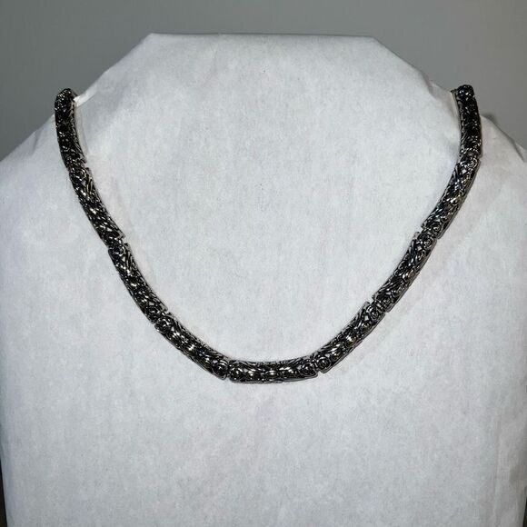 Vintage Embossed Cut Away Bar Necklace Women’s Two Tone Collar Cottagecore Boho - Picture 1 of 12